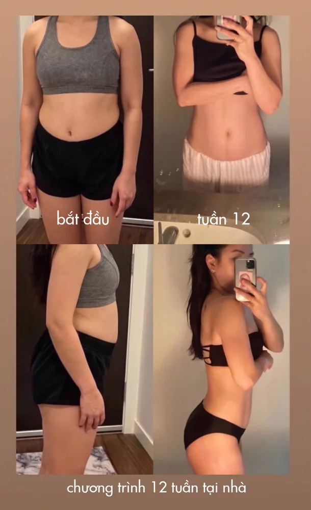Ảnh 8: góc chính diện và góc nghiêng lúc bắt đầu và tuần 12 trong chương trình tập tại nhà.